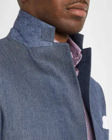 Kiton Men's Cashmere Denim Single-Breasted Jacket | Thumbnail 6 Kiton Men's Cashmere Denim Single-Breasted Jacket | Thumbnail 6
