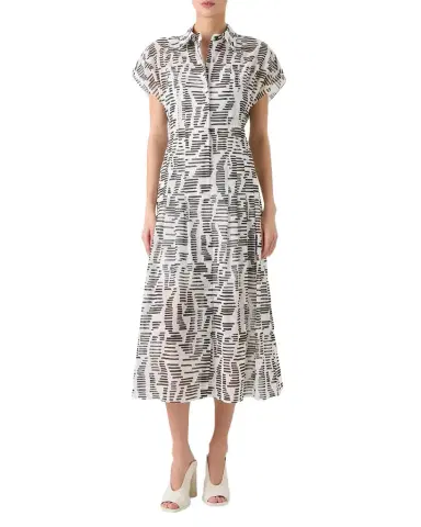 Akris Pleated Abstract-Print Cotton Voile Midi Dress | Thumbnail 1 Akris Pleated Abstract-Print Cotton Voile Midi Dress | Thumbnail 1
