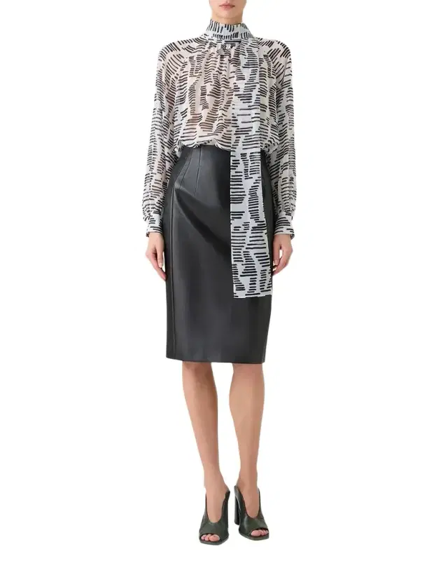Akris Dance Movements Long-Sleeve Silk Blouse