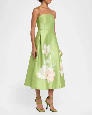 SACHIN & BABI Shay Strapless Floral-Print Mikado Midi Dress | Thumbnail 3