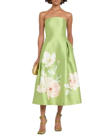 SACHIN & BABI Shay Strapless Floral-Print Mikado Midi Dress | Thumbnail 1