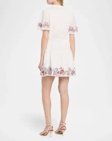Shoshanna Cowden Floral-Embroidered Cotton Mini Dress | Thumbnail 2 Shoshanna Cowden Floral-Embroidered Cotton Mini Dress | Thumbnail 2