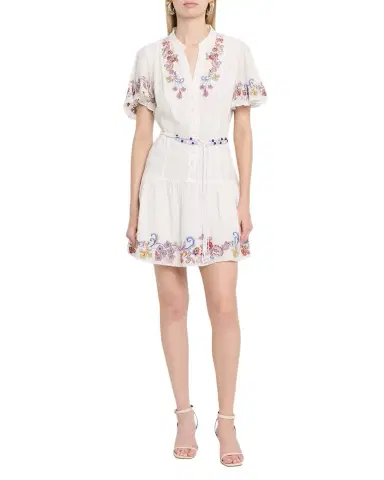 Shoshanna Cowden Floral-Embroidered Cotton Mini Dress | Thumbnail 1 Shoshanna Cowden Floral-Embroidered Cotton Mini Dress | Thumbnail 1