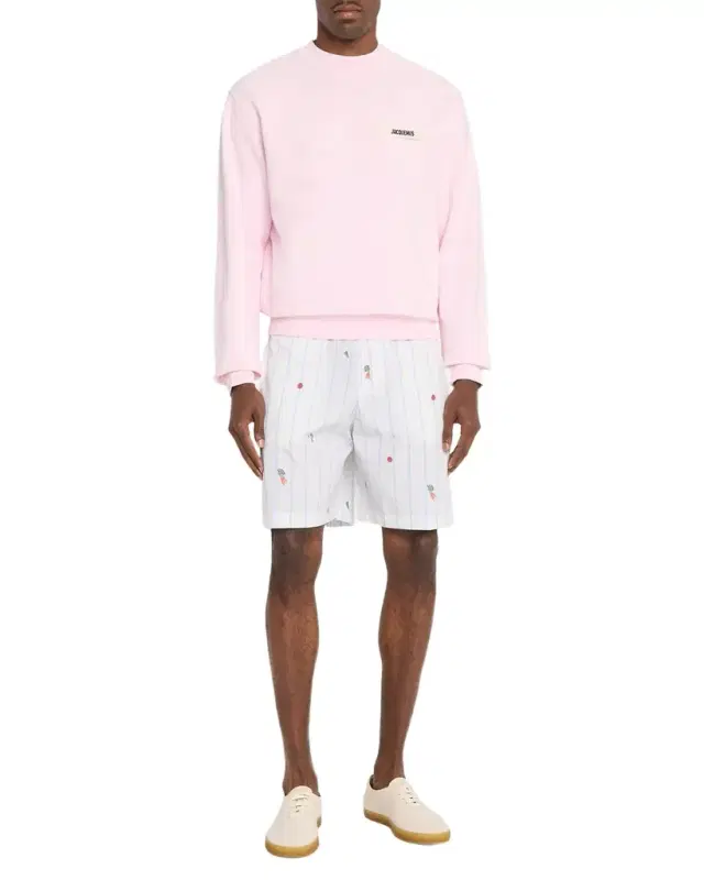 Men's Vegetable-Embroidered Cotton Shorts