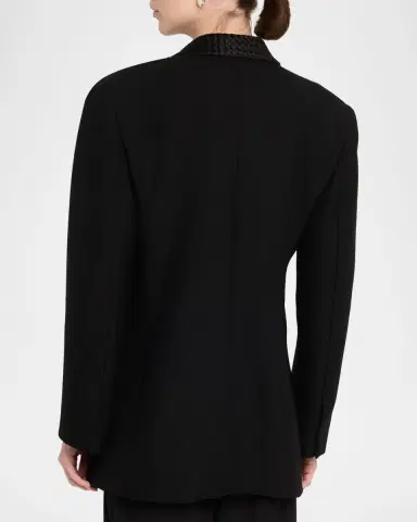 Bottega Veneta Intrecciato Lapels Double-Breasted Jacket | Thumbnail 2 Bottega Veneta Intrecciato Lapels Double-Breasted Jacket | Thumbnail 2