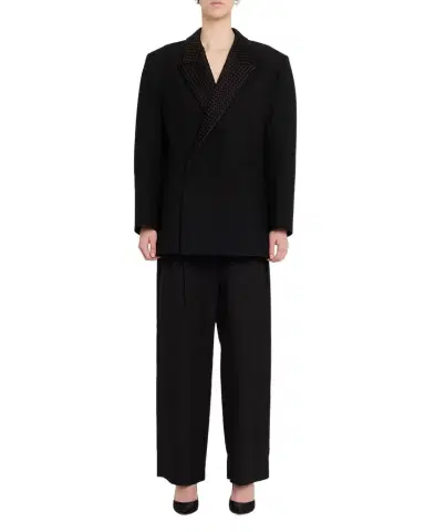 Bottega Veneta Intrecciato Lapels Double-Breasted Jacket | Thumbnail 1 Bottega Veneta Intrecciato Lapels Double-Breasted Jacket | Thumbnail 1