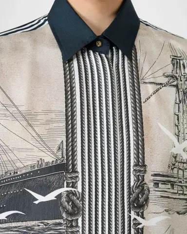 Max Mara Teglia Nautical-Print Silk Twill Tunic Shirt | Thumbnail 4 Max Mara Teglia Nautical-Print Silk Twill Tunic Shirt | Thumbnail 4