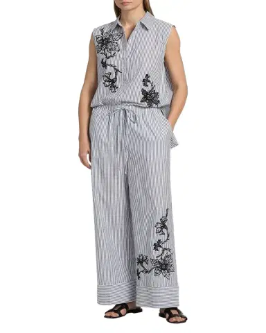 Kobi Halperin Callie Embroidered Striped Wide-Leg Pants | Thumbnail 1 Kobi Halperin Callie Embroidered Striped Wide-Leg Pants | Thumbnail 1