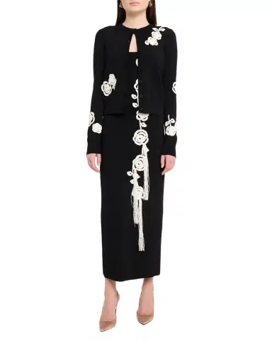 Lela Rose Crochet Applique Knit Dress | Thumbnail 1
