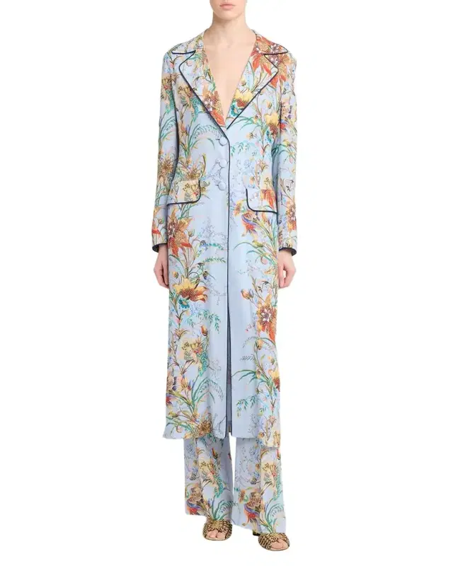 High-Rise Floral-Print Bootcut-Leg Trousers