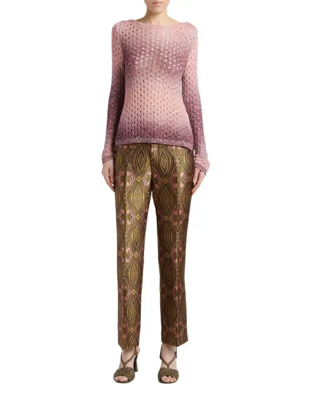 Etro Paillette Ombre Net Knit Sweater