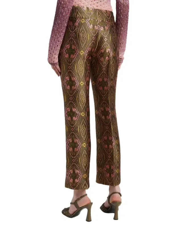Geo Brocade Straight-Leg Ankle Trousers