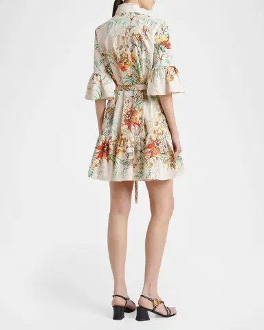 Etro Floral-Print Cotton Ruffle-Sleeve Mini Shirtdress | Thumbnail 2 Etro Floral-Print Cotton Ruffle-Sleeve Mini Shirtdress | Thumbnail 2