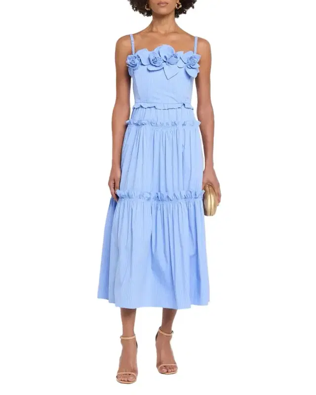 AKNVAS Rach Pinstripe Poplin Midi Dress