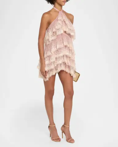 AKNVAS Angelica Sequined Ruffle Halter Dress | Thumbnail 3