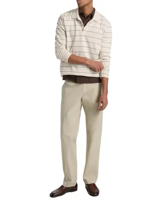 Vince Men 's Pencil Stripe Long-Sleeve Polo Shirt