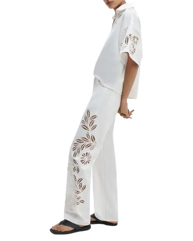 rag & bone Lucy Floral Cutout Denim Shirt