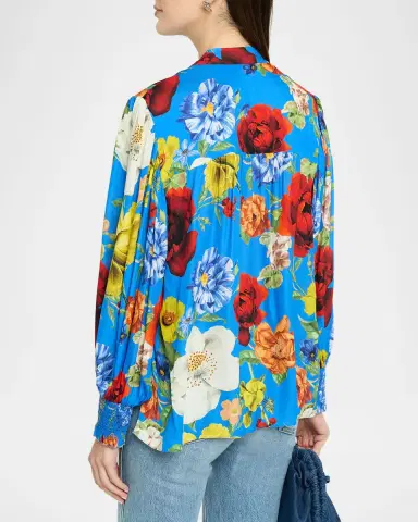 ALICE + OLIVIA Serene Floral Button-Front Blouse | Thumbnail 2 ALICE + OLIVIA Serene Floral Button-Front Blouse | Thumbnail 2