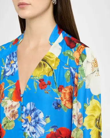ALICE + OLIVIA Serene Floral Button-Front Blouse | Thumbnail 4 ALICE + OLIVIA Serene Floral Button-Front Blouse | Thumbnail 4