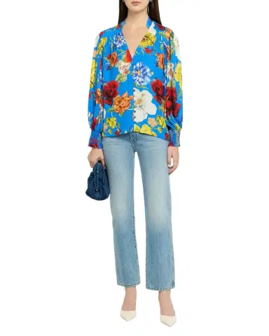 ALICE + OLIVIA Serene Floral Button-Front Blouse | Thumbnail 1 ALICE + OLIVIA Serene Floral Button-Front Blouse | Thumbnail 1