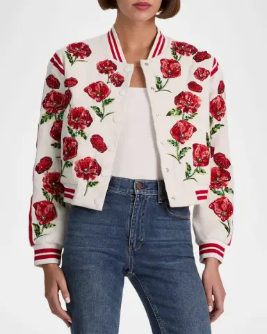 ALICE + OLIVIA Keri Embellished Varsity Jacket | Thumbnail 3 ALICE + OLIVIA Keri Embellished Varsity Jacket | Thumbnail 3