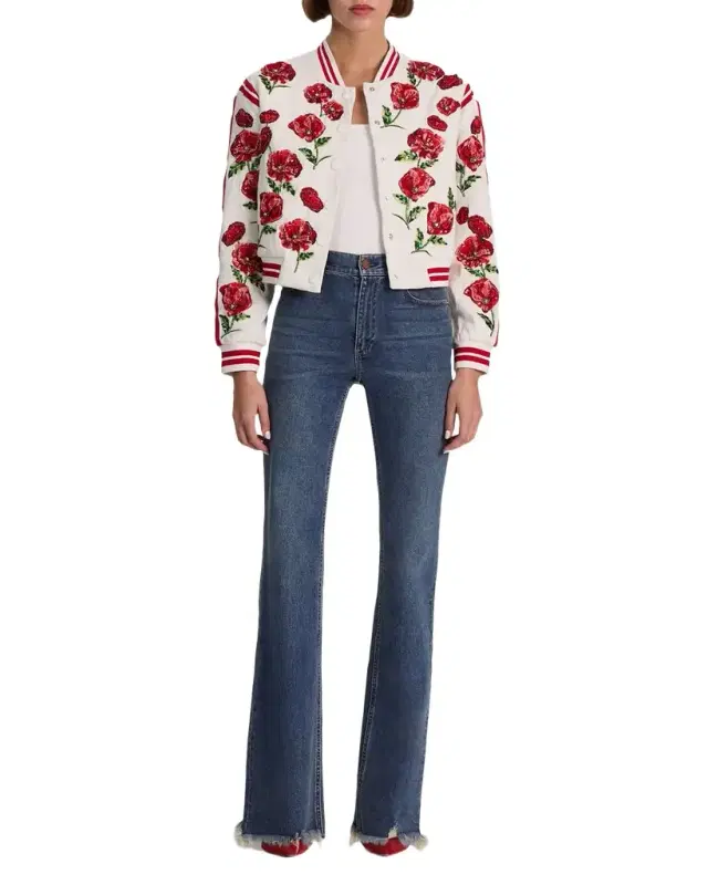ALICE + OLIVIA Keri Embellished Varsity Jacket