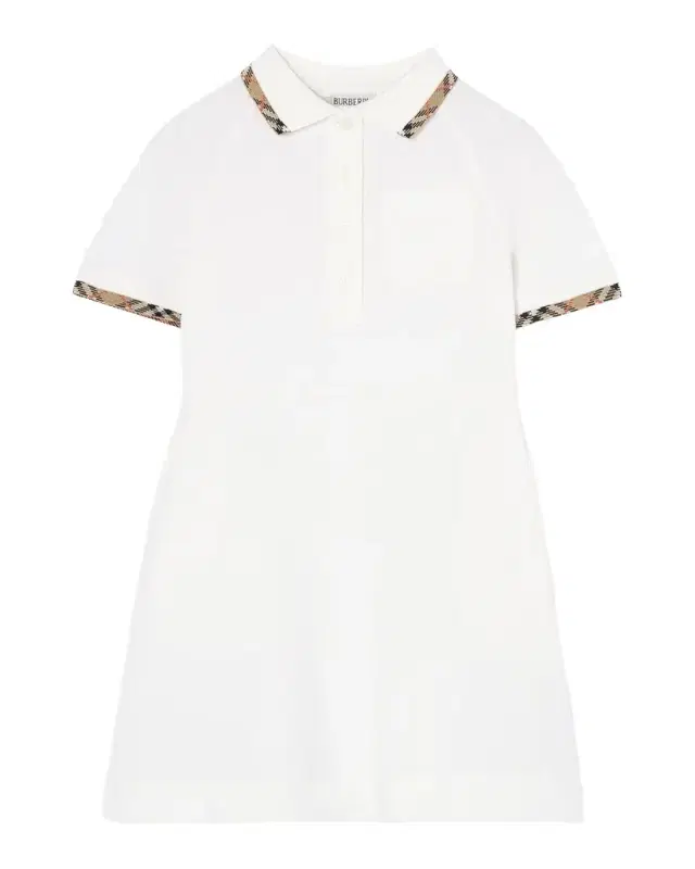 Girl 's Romola Check-Trim Polo Shirtdress, Size 4-14