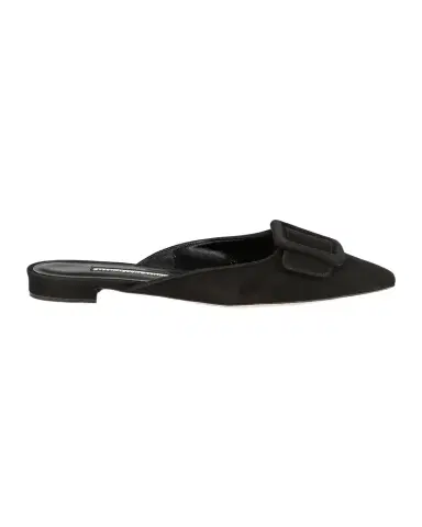 Manolo Blahnik Maysale Suede Buckle Ballerina Mules | Thumbnail 1