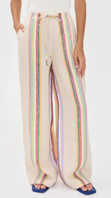 Staud Mateo Linen Pants Day Trip Stripe M | Thumbnail 2