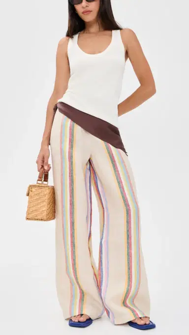 Staud Mateo Linen Pants Day Trip Stripe M | Thumbnail 5