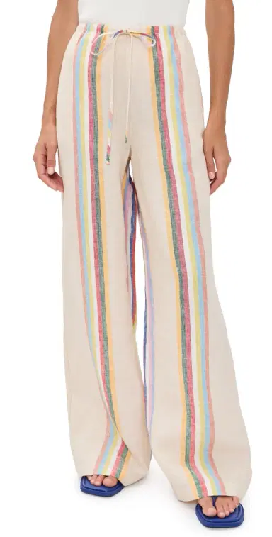 Staud Mateo Linen Pants Day Trip Stripe M | Thumbnail 1