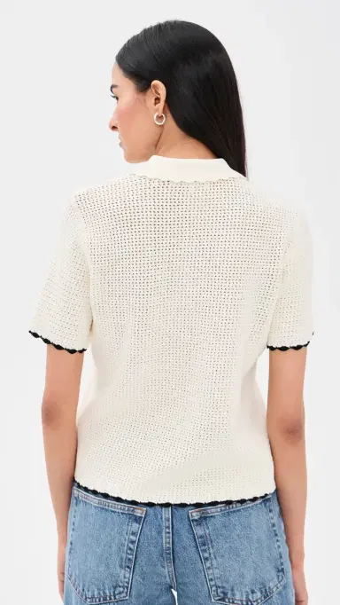 Frame The Daybreak Polo Top Cream Multi M | Thumbnail 3 Frame The Daybreak Polo Top Cream Multi M | Thumbnail 3