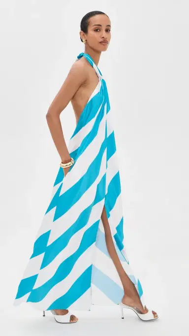 Ronny Kobo Chantell Dress Turquoise Ivory M | Thumbnail 4 Ronny Kobo Chantell Dress Turquoise Ivory M | Thumbnail 4