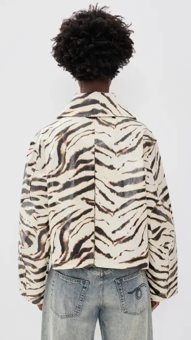 Ganni Printed Laminated Cotton Canvas Barn Jacket Egret | Thumbnail 3
