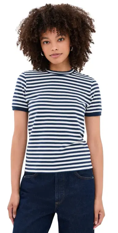 Suzie Kondi Symi Crew Neck Tee Navy/ Stripe | Thumbnail 1 Suzie Kondi Symi Crew Neck Tee Navy/ Stripe | Thumbnail 1