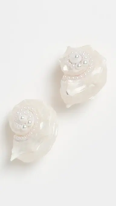 BaubleBar Santana Shell Statement Stud Earrings White One Size | Thumbnail 2