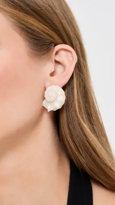 BaubleBar Santana Shell Statement Stud Earrings White One Size | Thumbnail 3