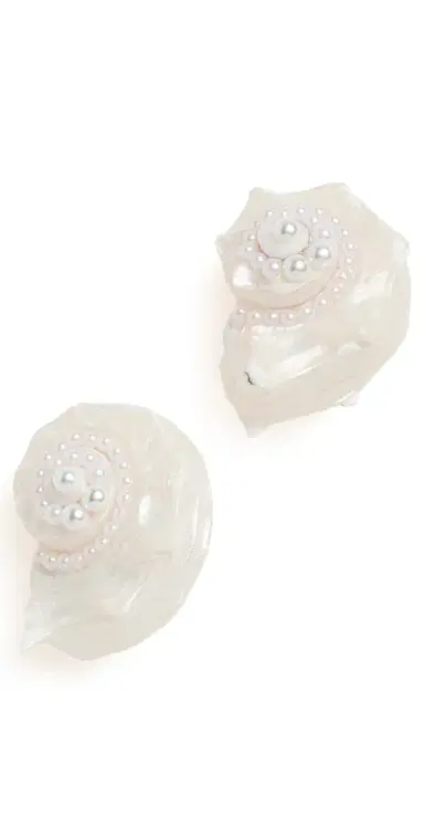 BaubleBar Santana Shell Statement Stud Earrings White One Size | Thumbnail 1
