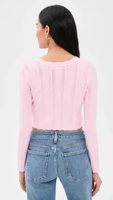LoveShackFancy Nadiya Cardigan Candy Floss Pink L | Thumbnail 3