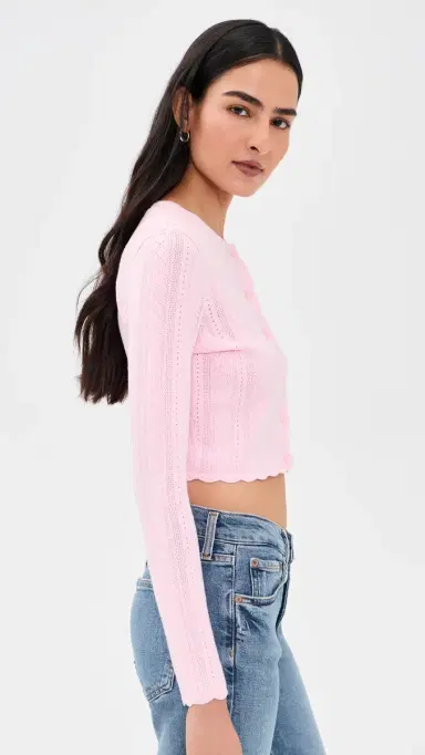LoveShackFancy Nadiya Cardigan Candy Floss Pink L | Thumbnail 4