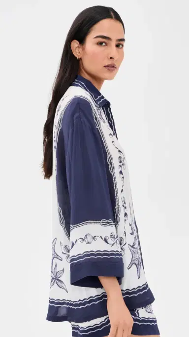 Farm Rio Nautical Scarf Button Down Shirt | Thumbnail 4 Farm Rio Nautical Scarf Button Down Shirt | Thumbnail 4