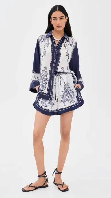 Farm Rio Nautical Scarf Button Down Shirt | Thumbnail 5 Farm Rio Nautical Scarf Button Down Shirt | Thumbnail 5