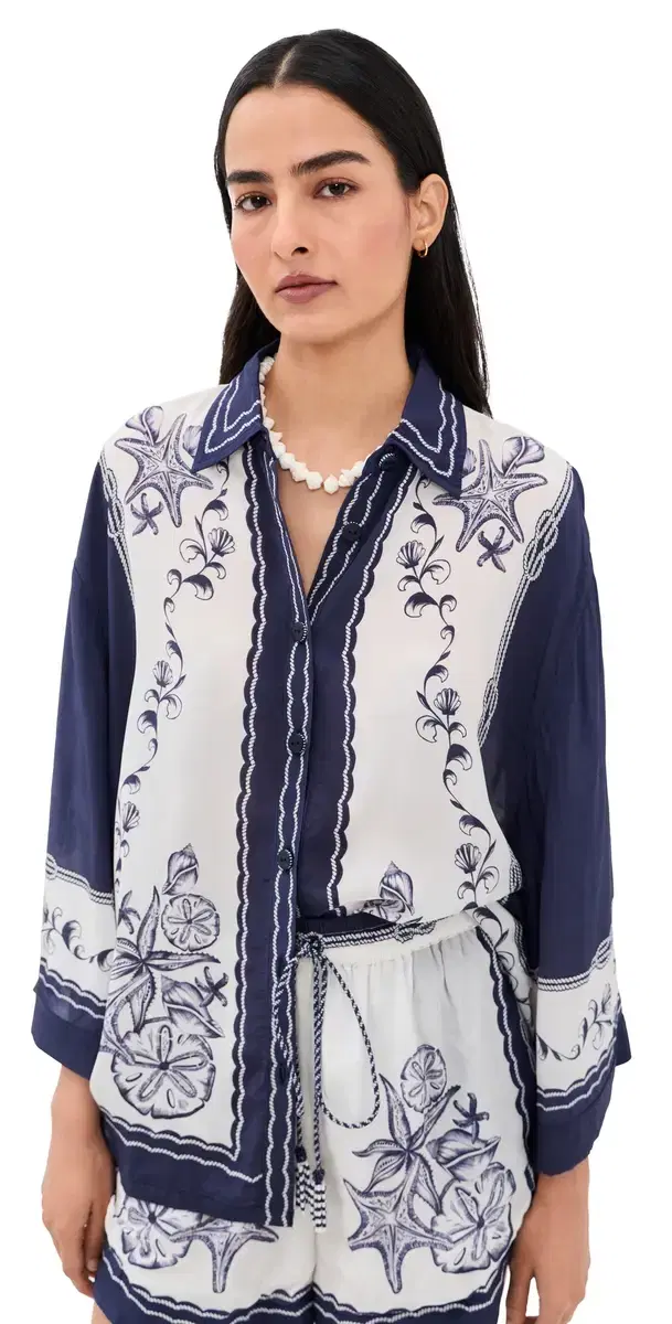 FARM Rio Nautical carf Button Down hirt Coast carf Off White