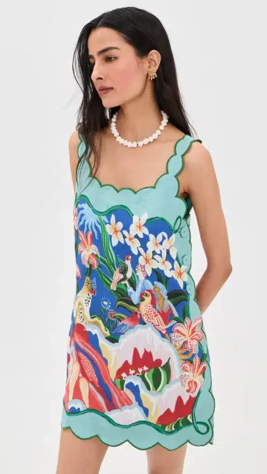 FARM Rio Painted Linen Mini Dress Garden Of Life Scarf ulti | Thumbnail 2 FARM Rio Painted Linen Mini Dress Garden Of Life Scarf ulti | Thumbnail 2
