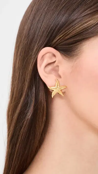 Lele Sadoughi Starfish Button Earrings Gold One Size | Thumbnail 3