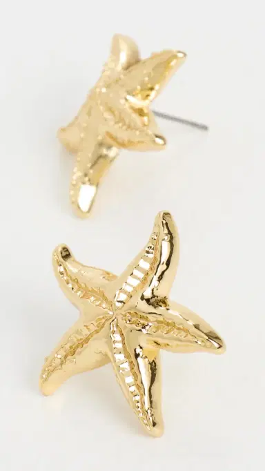 Lele Sadoughi Starfish Button Earrings Gold One Size | Thumbnail 4