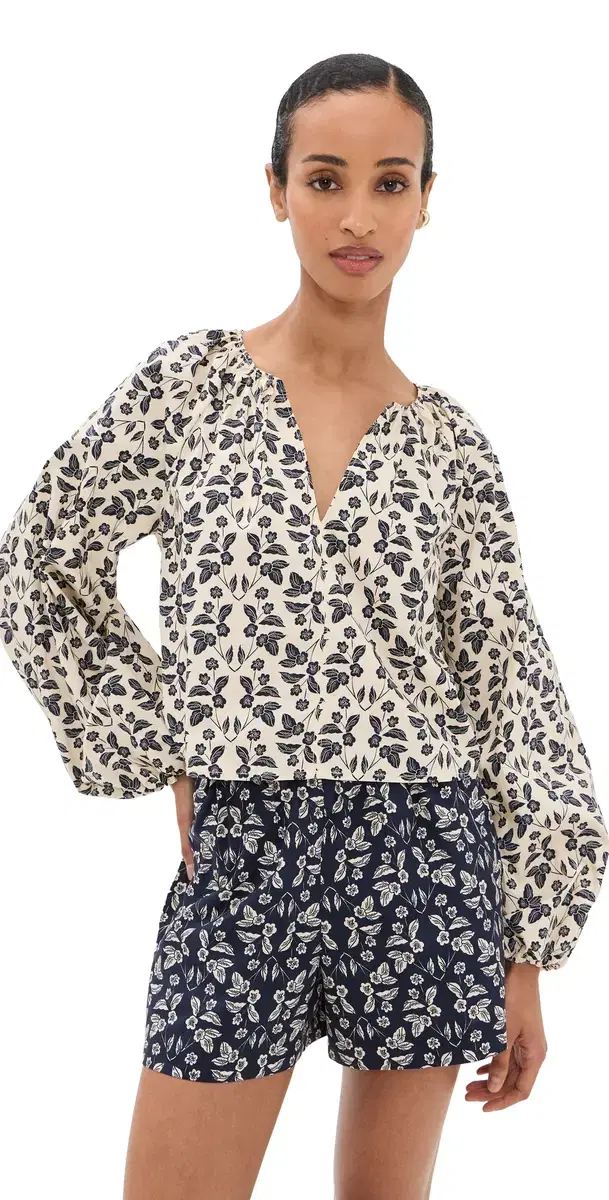 Tanya Taylor Adelina Top Cream/aritime Blue ulti