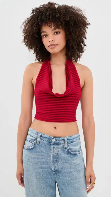 Frankies Bikinis Briar Cloud Knit Halter Top Spring Stripe S | Thumbnail 2 Frankies Bikinis Briar Cloud Knit Halter Top Spring Stripe S | Thumbnail 2
