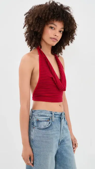 Frankies Bikinis Briar Cloud Knit Halter Top Spring Stripe S | Thumbnail 4 Frankies Bikinis Briar Cloud Knit Halter Top Spring Stripe S | Thumbnail 4
