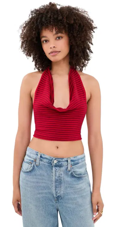 Frankies Bikinis Briar Cloud Knit Halter Top Spring Stripe S | Thumbnail 1 Frankies Bikinis Briar Cloud Knit Halter Top Spring Stripe S | Thumbnail 1